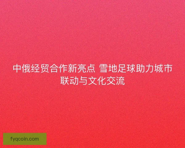 中俄经贸合作新亮点 雪地足球助力城市联动与文化交流